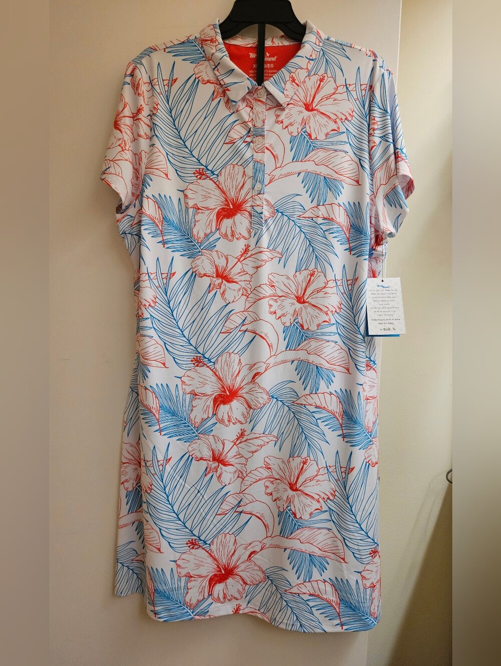 NWT Birdie Bound Women's Short Sleeve Active Golf Polo Dress With Bike Short, XL